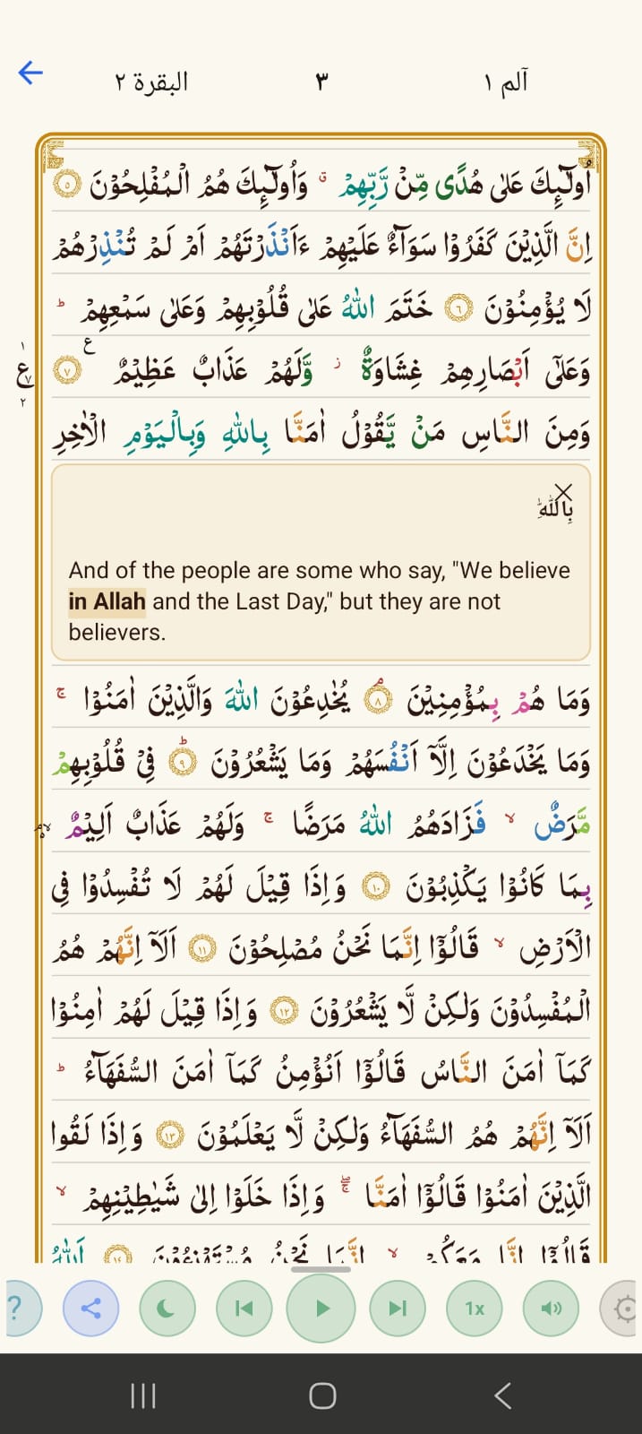 Your personalised Quran, with learned words highlighted