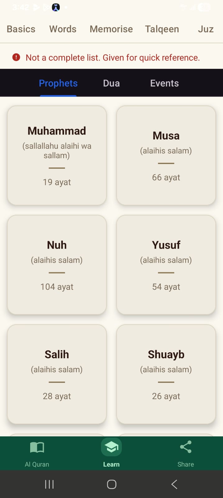 Prophets in the Quran